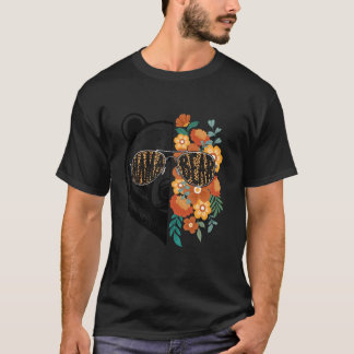 Retro Mama Bear With Sunglasses Flowers Mum Mother T-Shirt