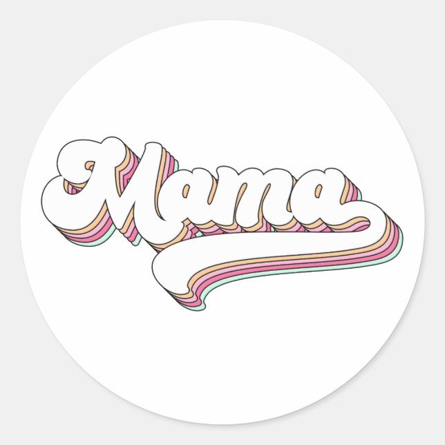 Retro Mama Classic Round Sticker (Front)
