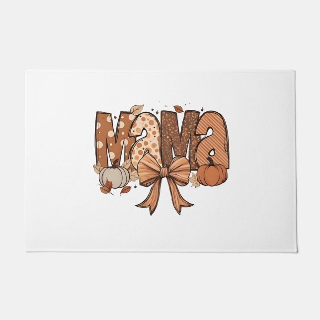 Retro Mama Coquette Bow Fall Autumn Thanksgiving  Doormat (Front)