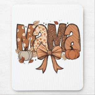 Retro Mama Coquette Bow Fall Autumn Thanksgiving Mouse Mat