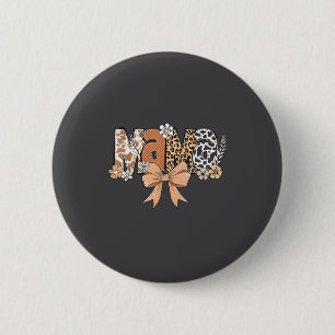 Retro Mama Coquette Bows Leopard Mom Mother's Day 6 Cm Round Badge