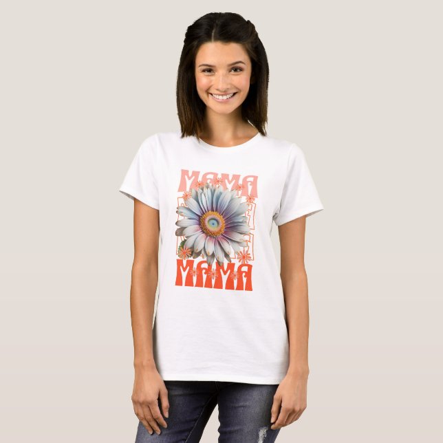 Retro Mama Daisy Floral T-Shirt (Front Full)