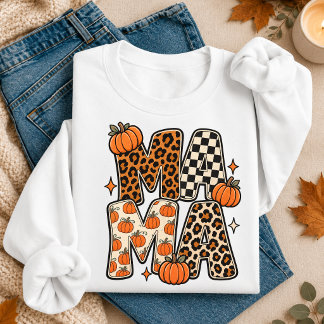 Retro Mama Fall Pumpkin Leopard Sweatshirt