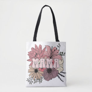 Retro Mama Floral Shirt - Groovy 70s Mother's Day Tote Bag