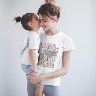 Retro Mama Flowers and Butterflies T-Shirt