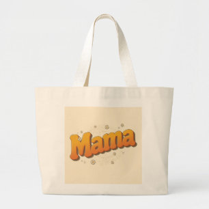 Retro Mama Groovy 70s Bubble Letters Large Tote Bag