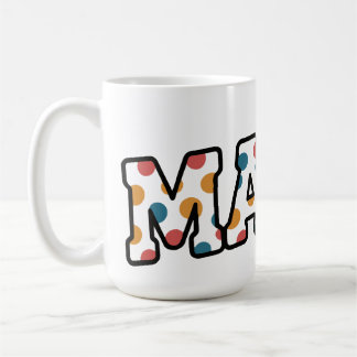 Retro MAMA Shirt – Colourful 70s Polka Dot Design Coffee Mug