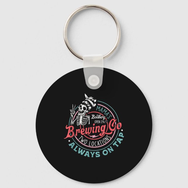 Retro Mama's Ery Brewing Co Funny Breastfeeding Sk Key Ring (Front)