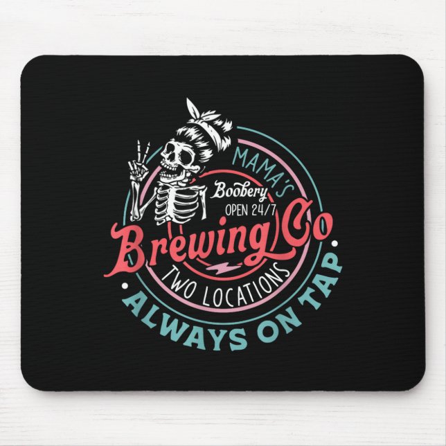 Retro Mama's Ery Brewing Co Funny Breastfeeding Sk Mouse Mat (Front)