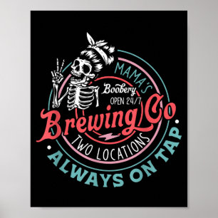 Retro Mama's Ery Brewing Co Funny Breastfeeding Sk Poster