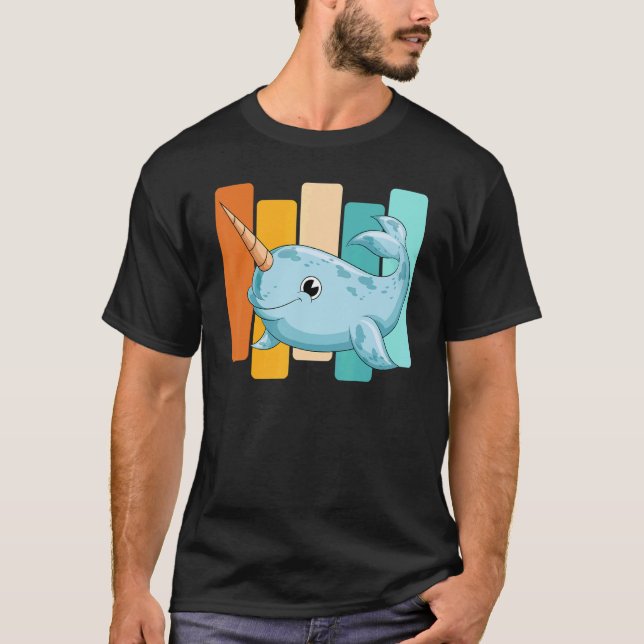 Retro Mammal Sea Creature Whale  Ocean Animal Narw T-Shirt (Front)