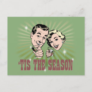 Retro Man and Woman "Tis the Season" Postcard