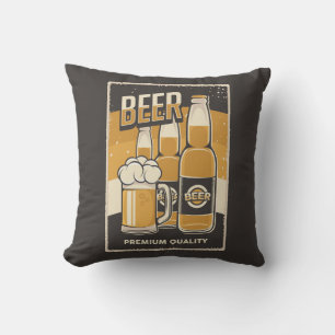 Retro Man Cave Classic -Three Cold Bottle Beer Cushion