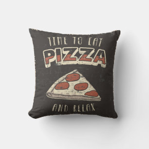 Retro Man Cave Classic Vintage Eat Pizza Cushion