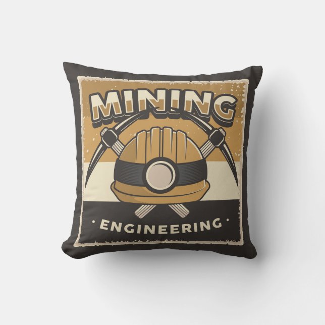 Retro Man Cave mining - coal hard hat Throw Pillow (Front)