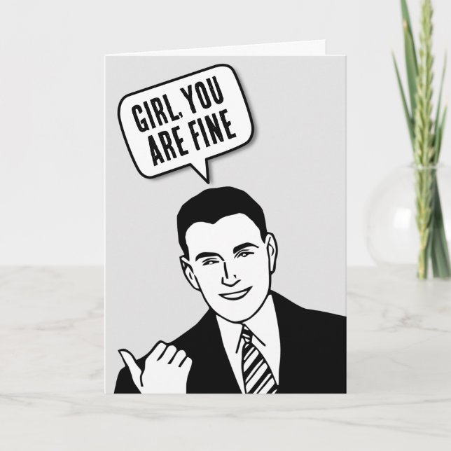 RETRO MAN COMPLIMENTARY BIRTHDAY FOR HER CARD (Front)