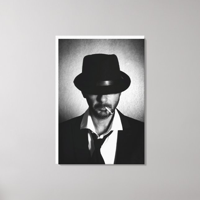 Retro man smoking canvas print (Front)