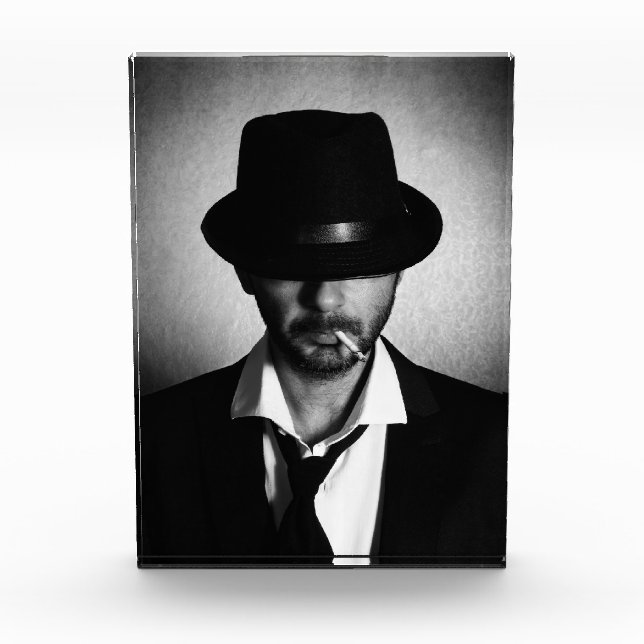 Retro man smoking photo block (Front)