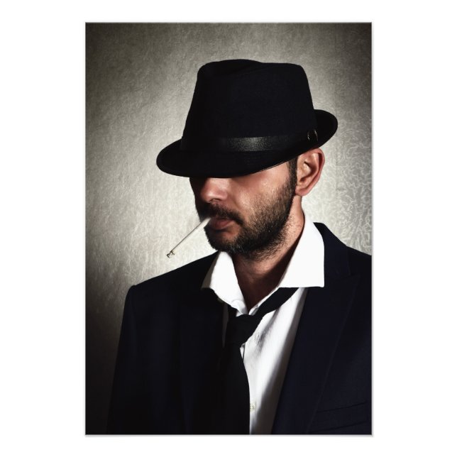 Retro man smoking photo print (Front)