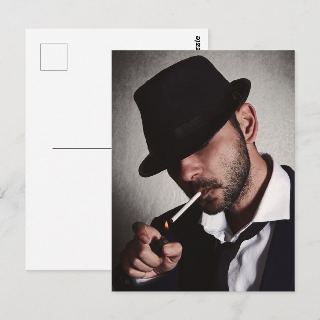 Retro man smoking postcard (Front/Back)