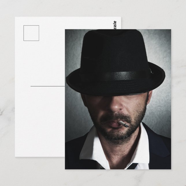 Retro man smoking postcard (Front/Back)
