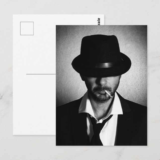 Retro man smoking postcard (Front/Back)