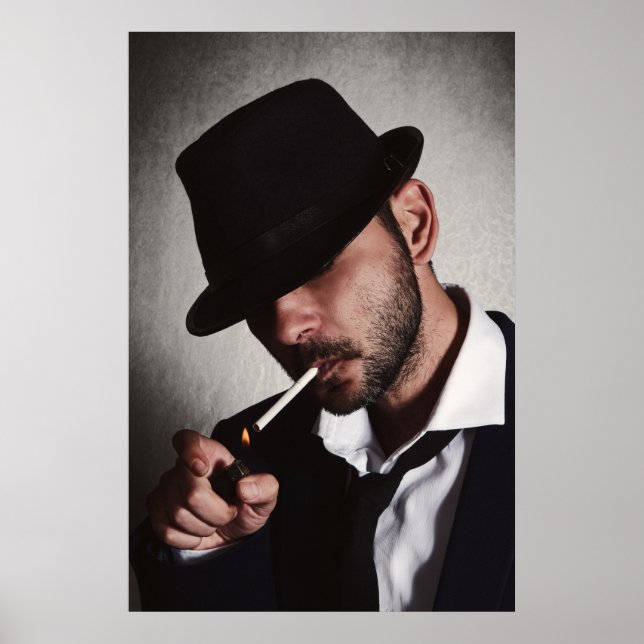 Retro man smoking poster (Front)