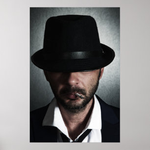Retro man smoking poster