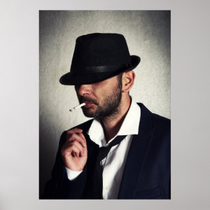 Retro man smoking poster