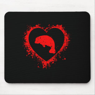 Retro Manatee Valentines Day Heart Shape My Valent Mouse Mat