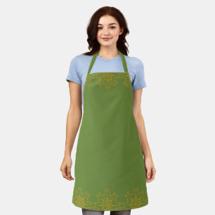 Retro Mandala Avocado Medium Apron