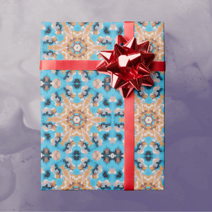 Retro Mandala Blue and Orange Wrapping Paper