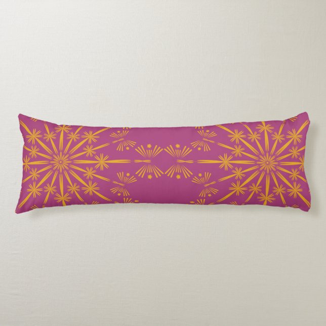 Retro Mandala Boysenberry Body Pillow (Front)
