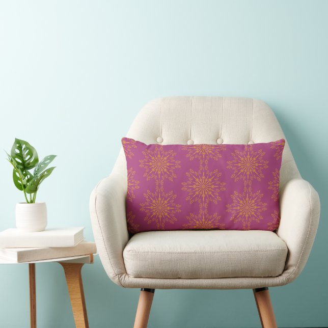 Retro Mandala Boysenberry Lumbar Pillow (Chair)