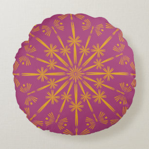 Retro Mandala Boysenberry Round Pillow