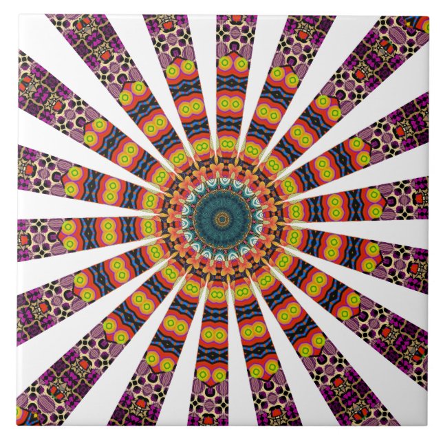 Retro Mandala Ceramic Tile (Front)