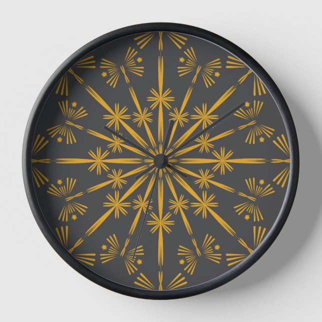 Retro Mandala Dusk Wood Framed Clock (Front)