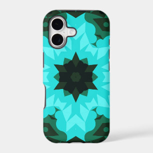 Retro Mandala Flower Blue and Green