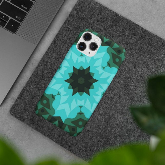 Retro Mandala Flower Blue and Green Case-Mate iPhone Case (Creator Uploaded)