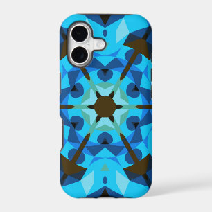 Retro Mandala Flower Blue and Orange