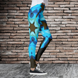 Retro Mandala Flower Blue and Orange Leggings