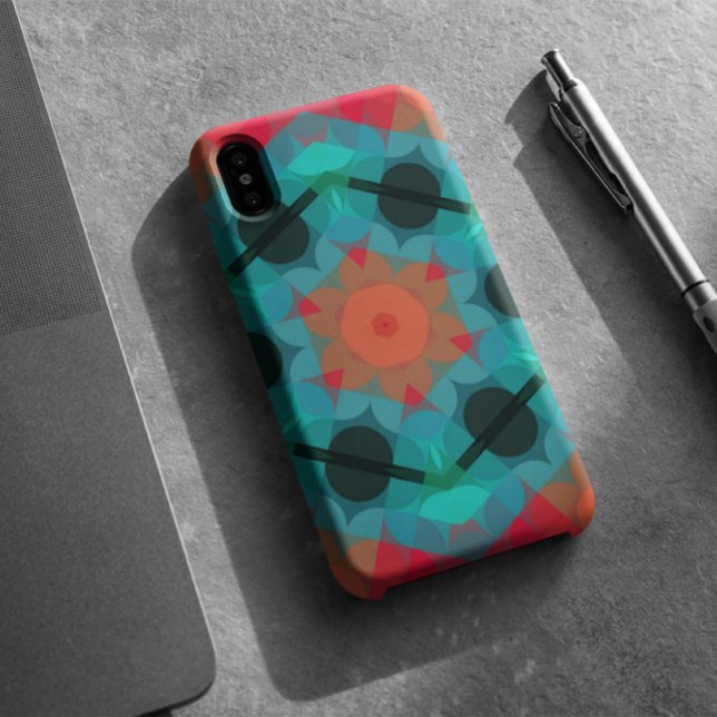 Retro Mandala Flower Blue and Pink Case-Mate iPhone Case (Creator Uploaded)