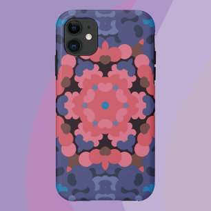 Retro Mandala Flower Blue and Pink iPhone 11 Case