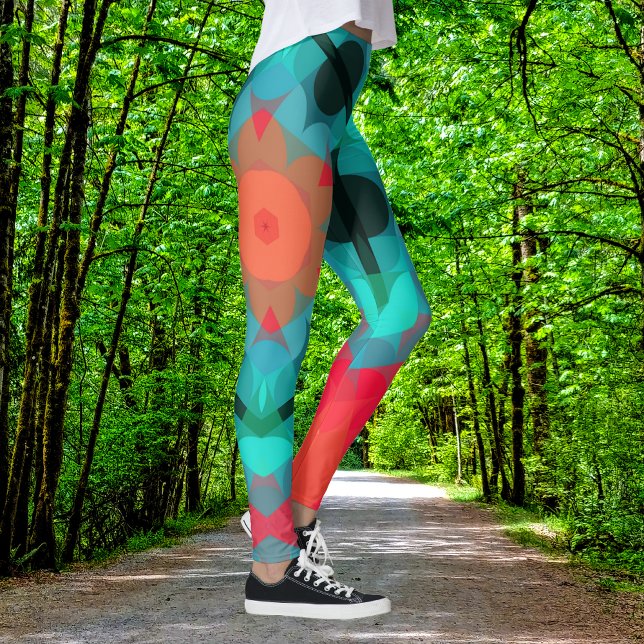 Retro Mandala Flower Blue and Pink Leggings (Creator Uploaded)