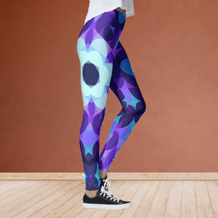 Retro Mandala Flower Blue and Purple Leggings