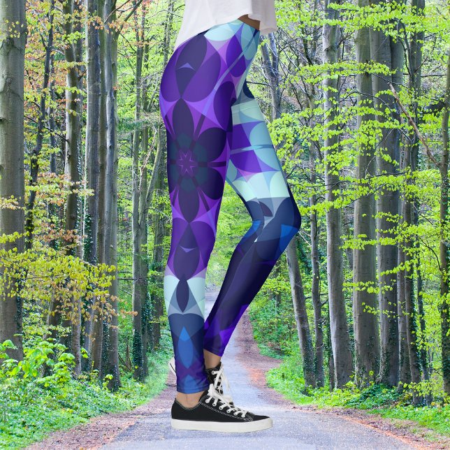 Retro Mandala Flower Blue and Purple Leggings (Creator Uploaded)