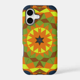 Retro Mandala Flower Blue Orange and Yellow