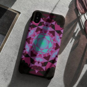 Retro Mandala Flower Blue Purple and Black iPhone 11 Case