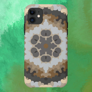 Retro Mandala Flower Brown and Tan iPhone 11 Case