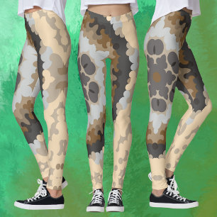 Retro Mandala Flower Brown and Tan Leggings